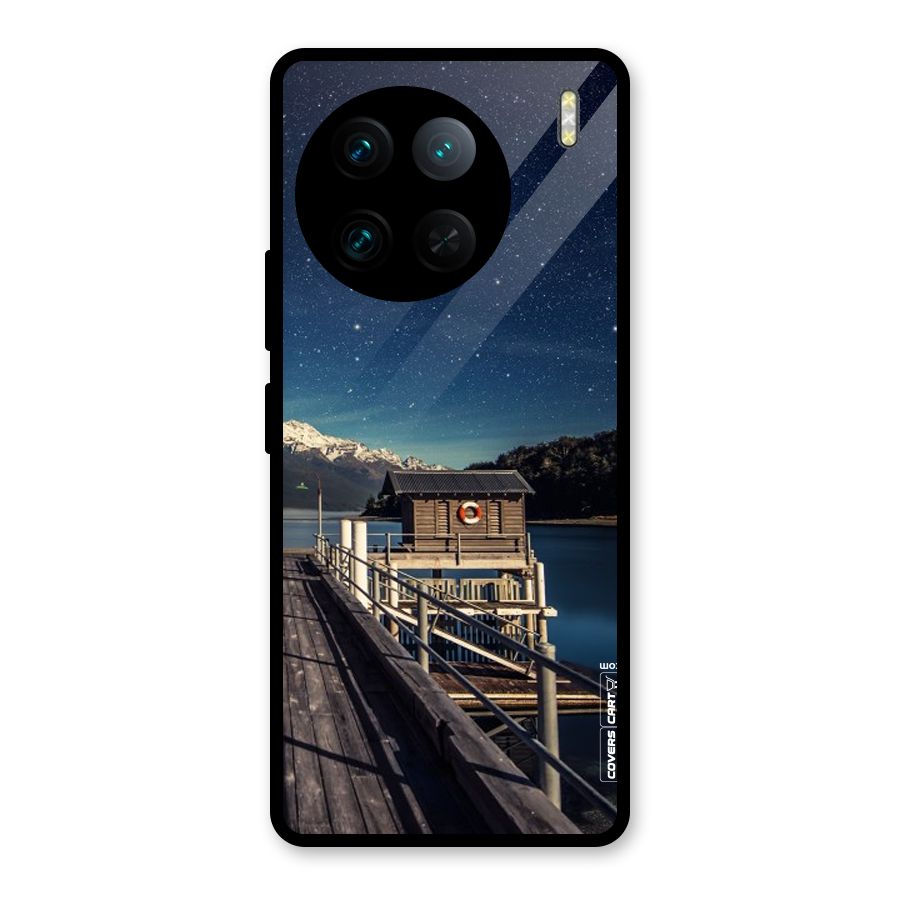 Beautiful Dock Hut Glass Back Case for Vivo X90 Pro