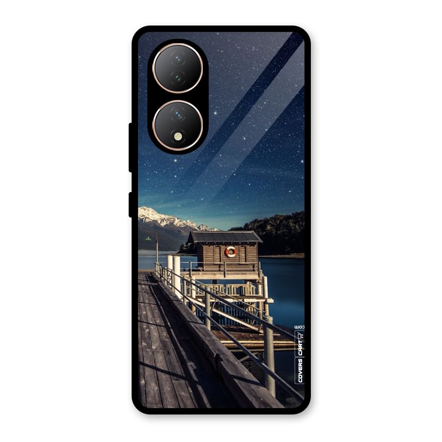 Beautiful Dock Hut Glass Back Case for Vivo Y100A