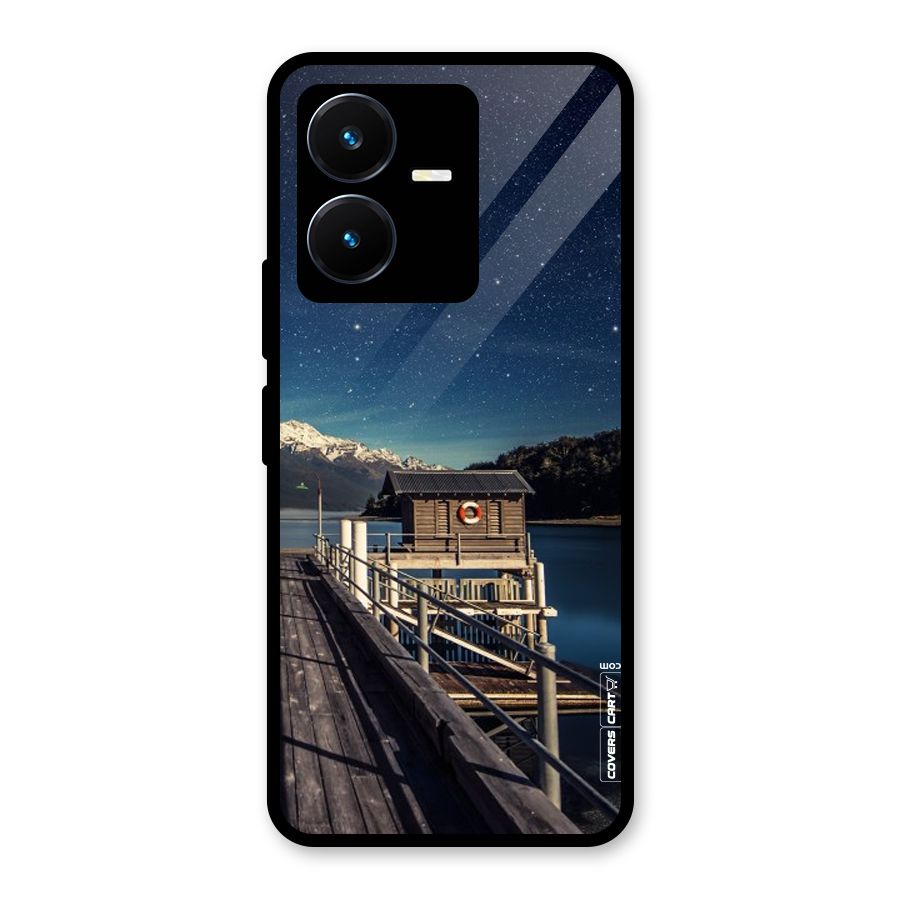 Beautiful Dock Hut Glass Back Case for Vivo Y22s