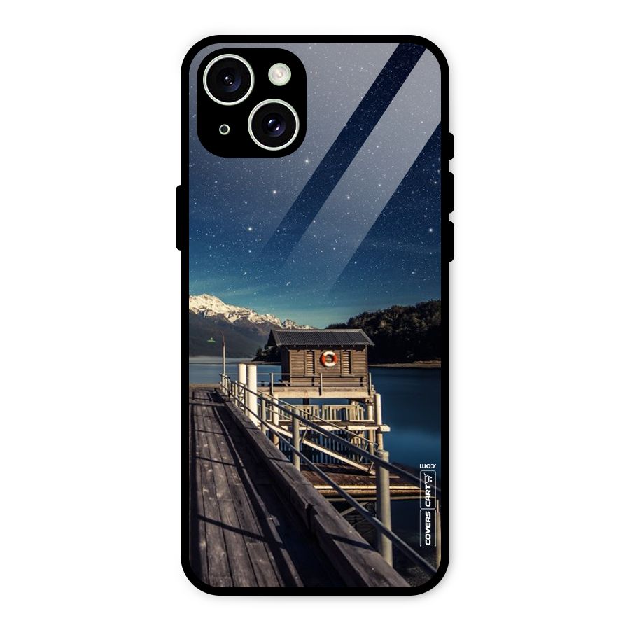 Beautiful Dock Hut Glass Back Case for iPhone 15 Plus