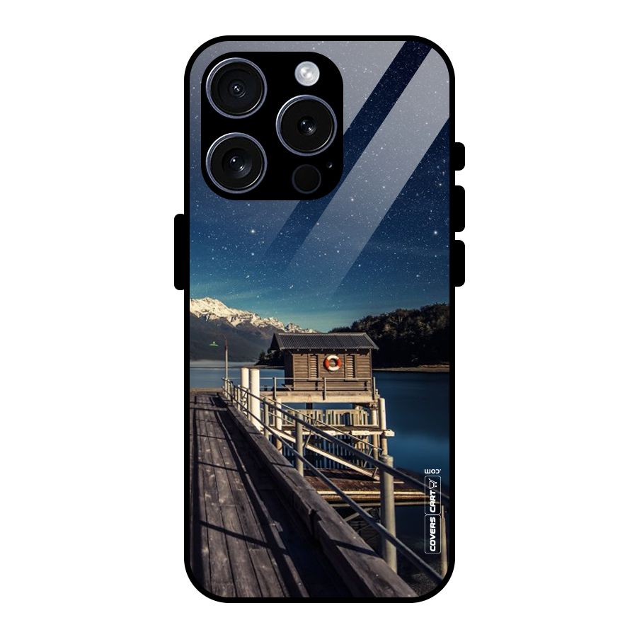 Beautiful Dock Hut Glass Back Case for iPhone 15 Pro
