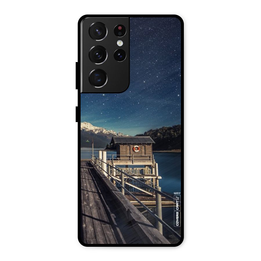 Beautiful Dock Hut Metal Back Case for Galaxy S21 Ultra 5G