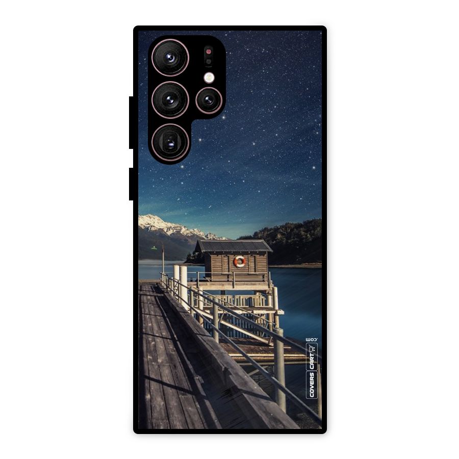 Beautiful Dock Hut Metal Back Case for Galaxy S22 Ultra 5G