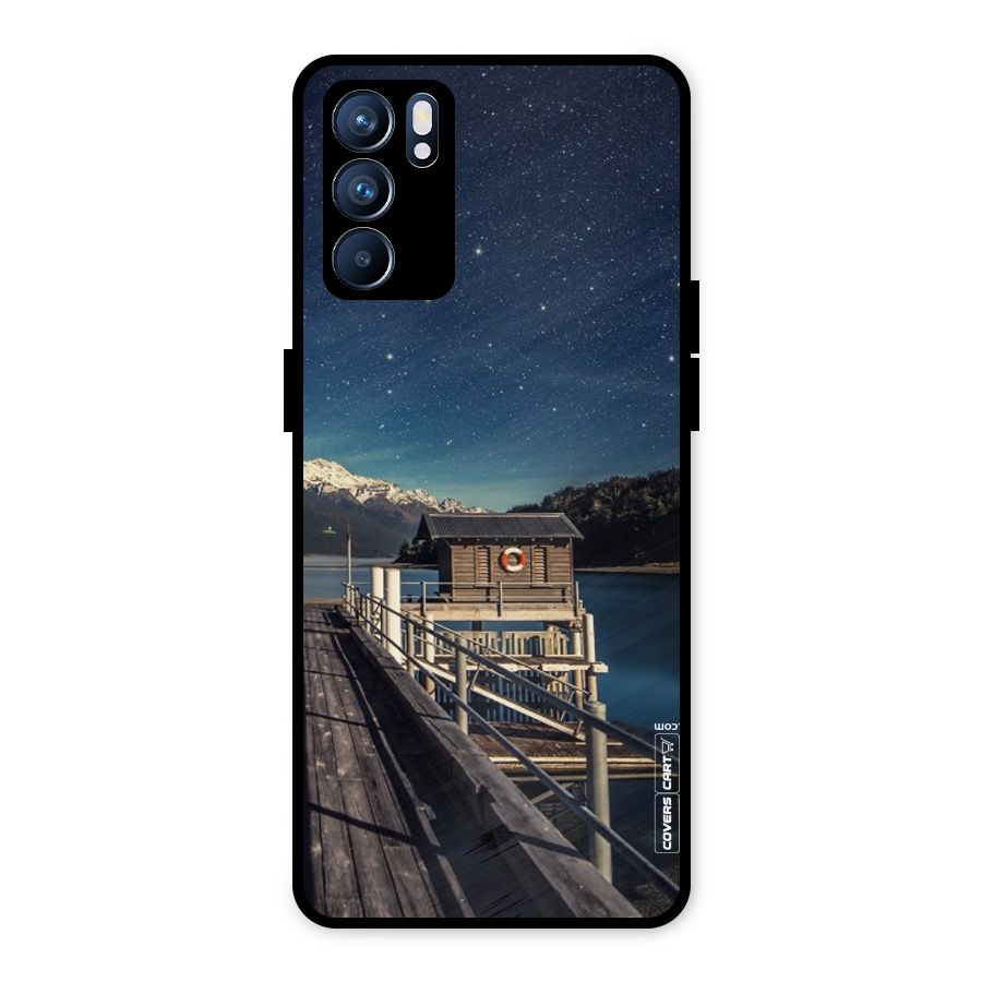Beautiful Dock Hut Metal Back Case for Oppo Reno6 5G