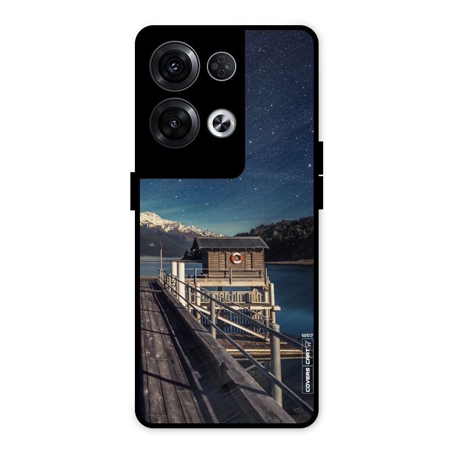 Beautiful Dock Hut Metal Back Case for Oppo Reno8 Pro 5G