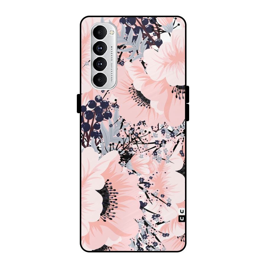 Beautiful Flowers Metal Back Case for Oppo Reno4 Pro