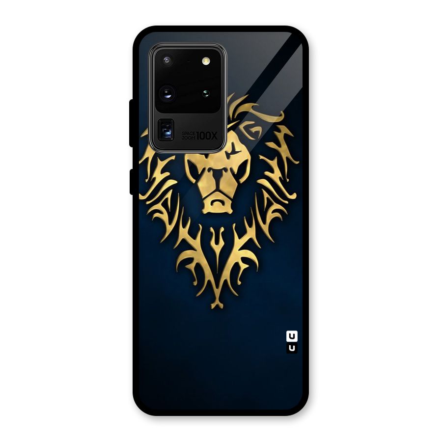 Beautiful Golden Lion Design Glass Back Case for Galaxy S20 Ultra