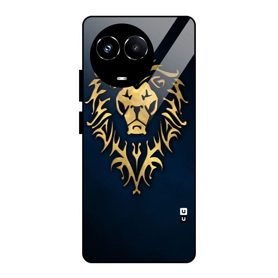 Beautiful Golden Lion Design Glass Back Case for Realme 11X