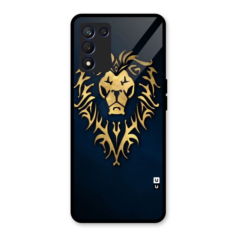 Beautiful Golden Lion Design Glass Back Case for Realme 9 5G Speed