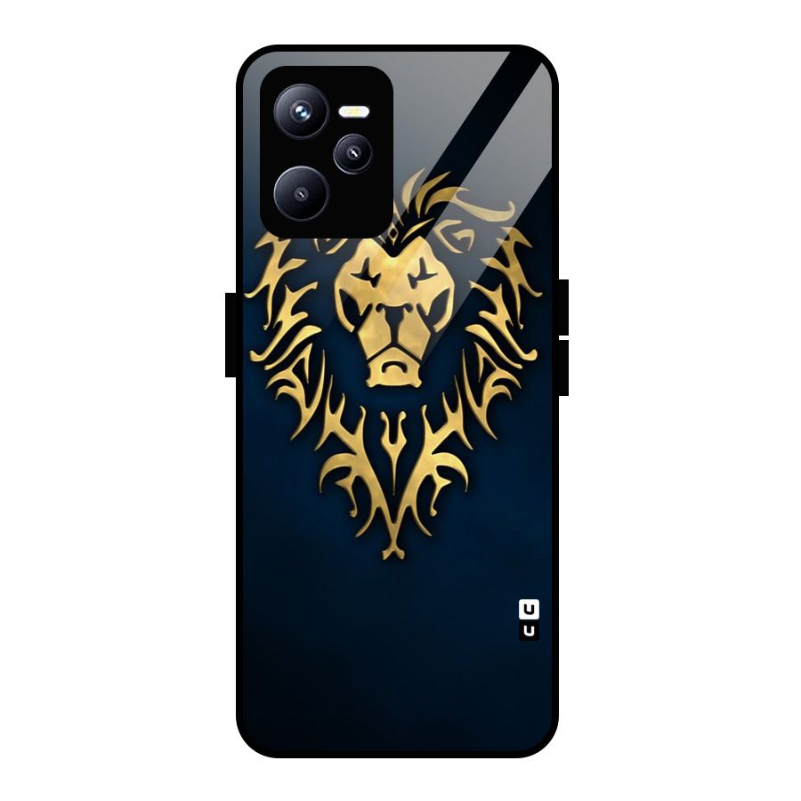 Beautiful Golden Lion Design Glass Back Case for Realme C35