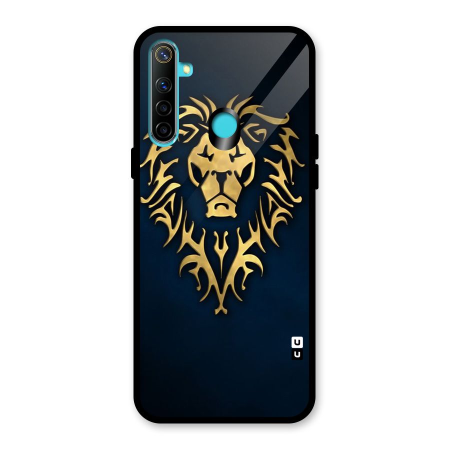 Beautiful Golden Lion Design Glass Back Case for Realme Narzo 10