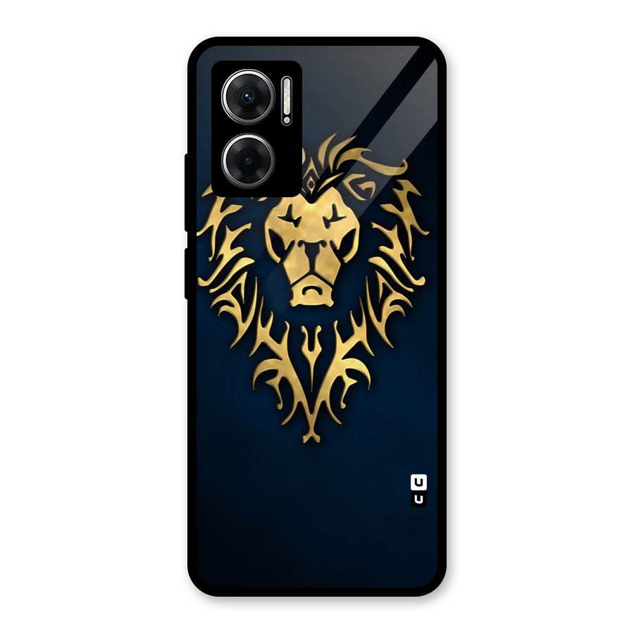 Beautiful Golden Lion Design Glass Back Case for Redmi 11 Prime 5G