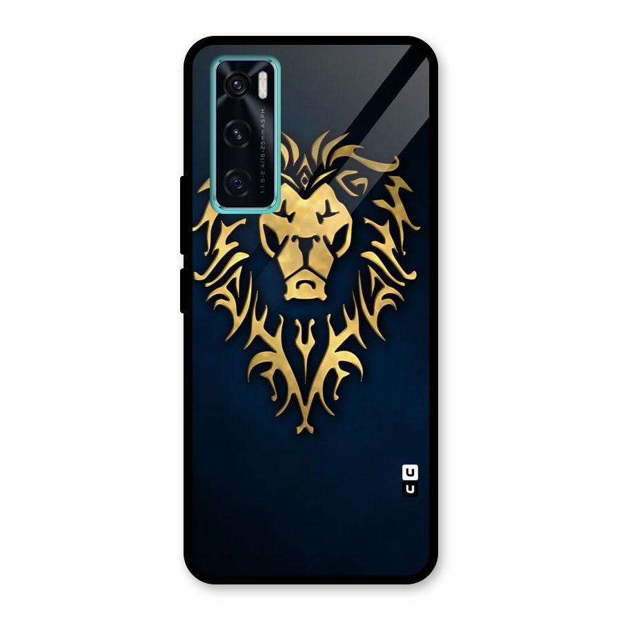 Beautiful Golden Lion Design Glass Back Case for Vivo V20 SE