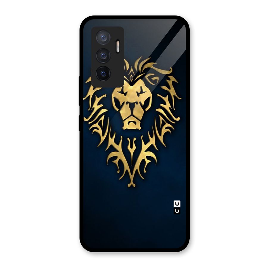 Beautiful Golden Lion Design Glass Back Case for Vivo V23e