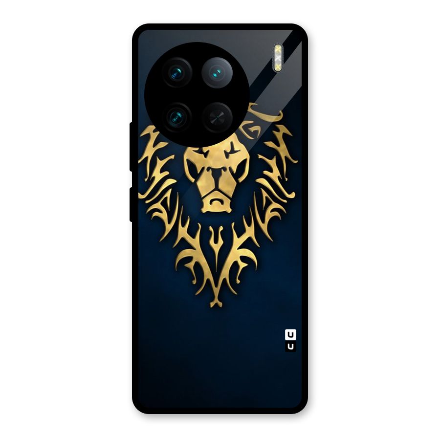 Beautiful Golden Lion Design Glass Back Case for Vivo X90 Pro