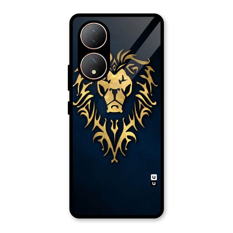 Beautiful Golden Lion Design Glass Back Case for Vivo Y100A
