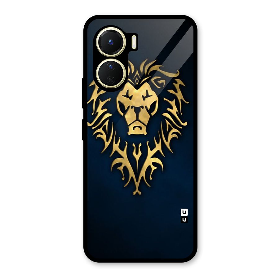 Beautiful Golden Lion Design Glass Back Case for Vivo Y16