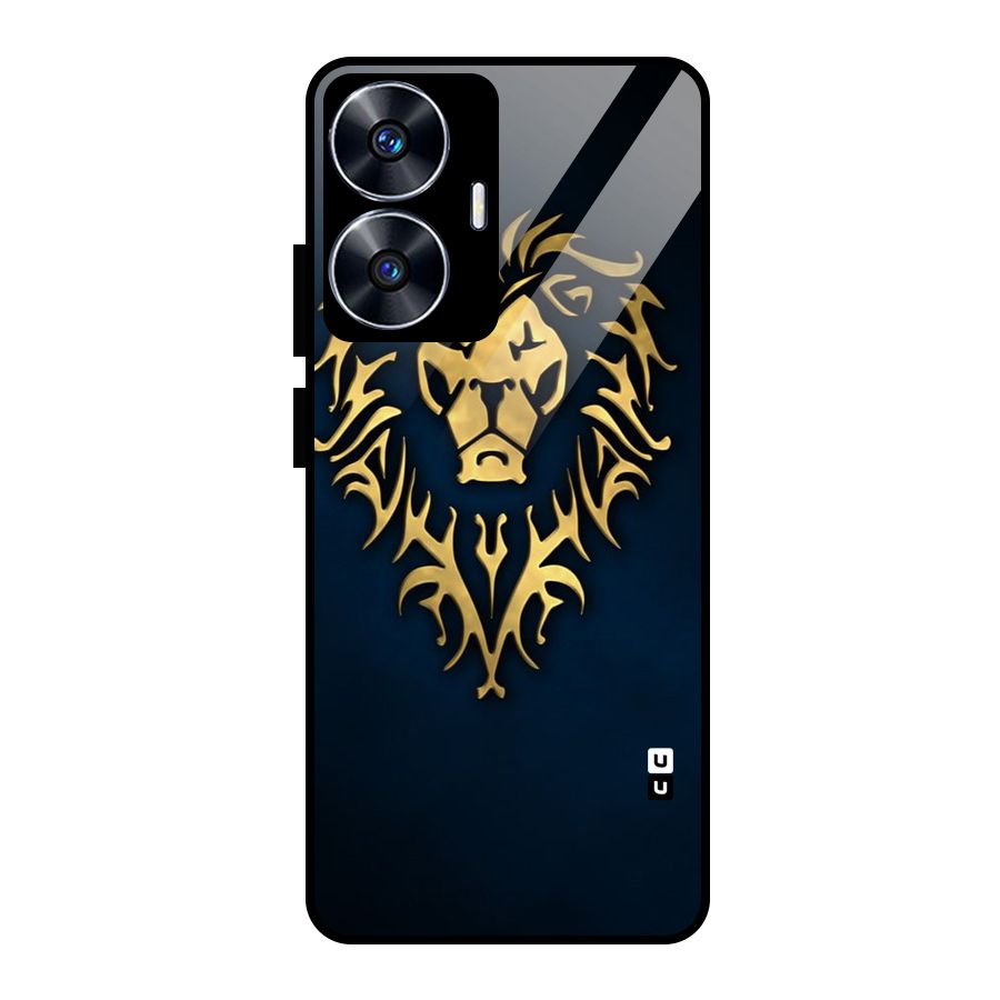 Beautiful Golden Lion Design Glass Back Case for realme C55