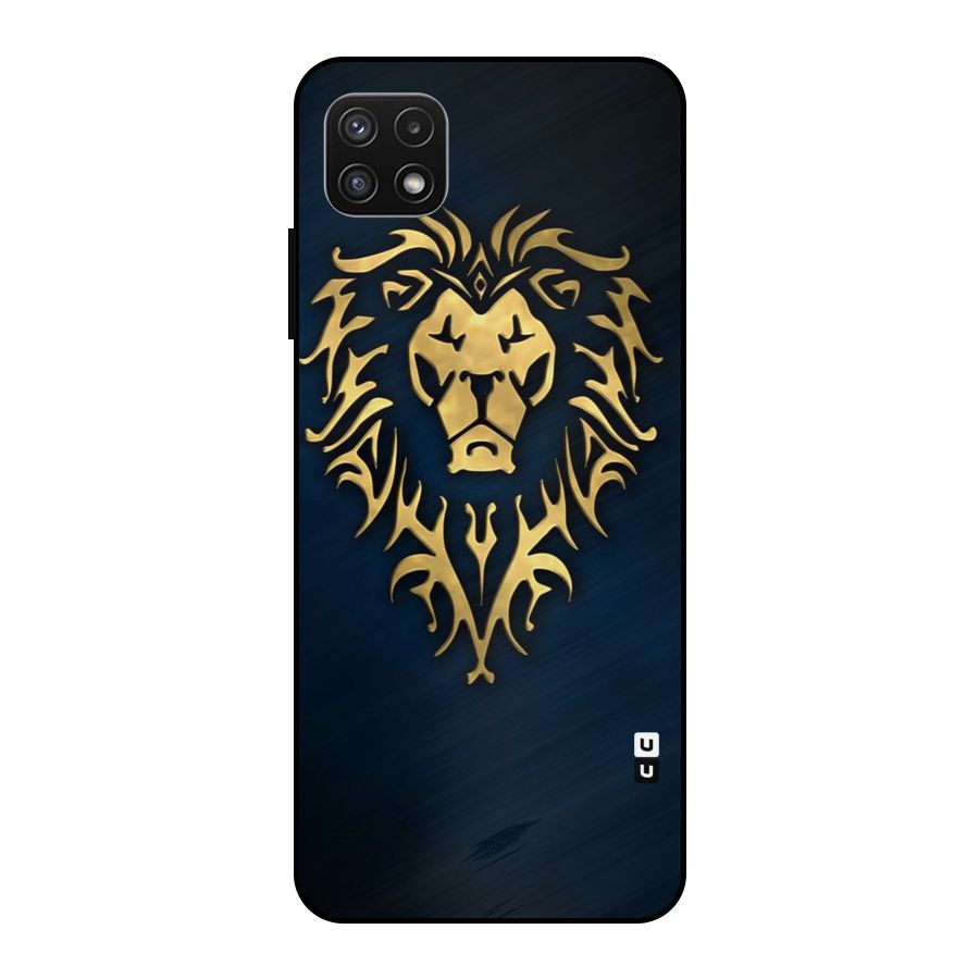 Beautiful Golden Lion Design Metal Back Case for Galaxy A22 5G