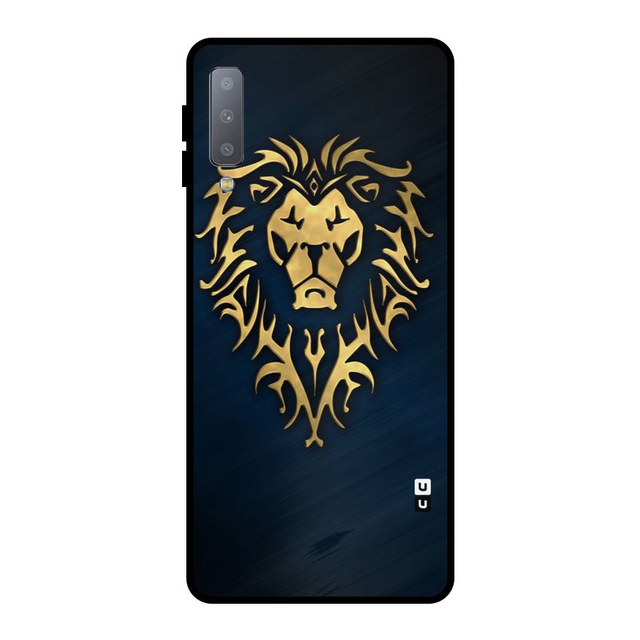 Beautiful Golden Lion Design Metal Back Case for Galaxy A7 (2018)