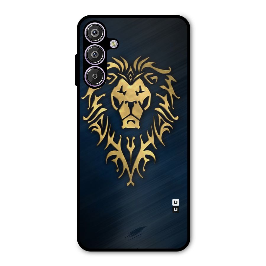 Beautiful Golden Lion Design Metal Back Case for Galaxy F15