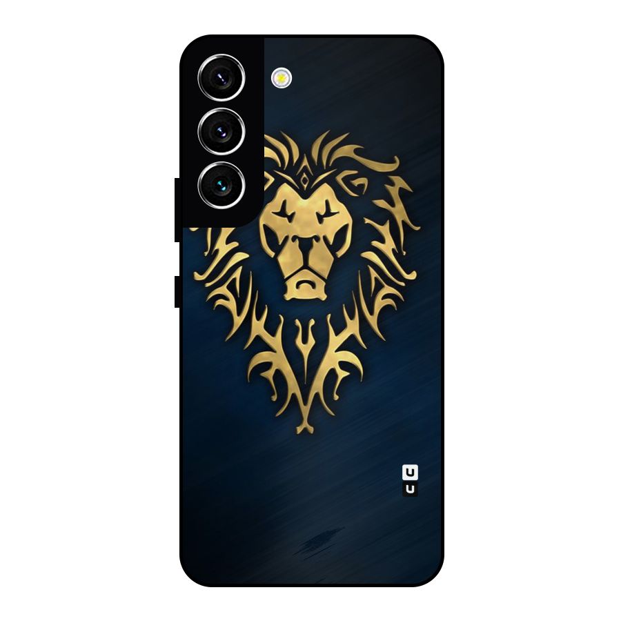 Beautiful Golden Lion Design Metal Back Case for Galaxy S22 5G
