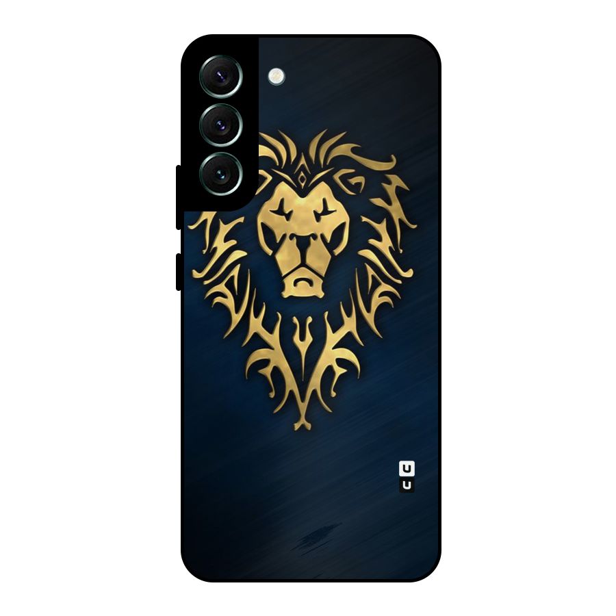 Beautiful Golden Lion Design Metal Back Case for Galaxy S22 Plus 5G
