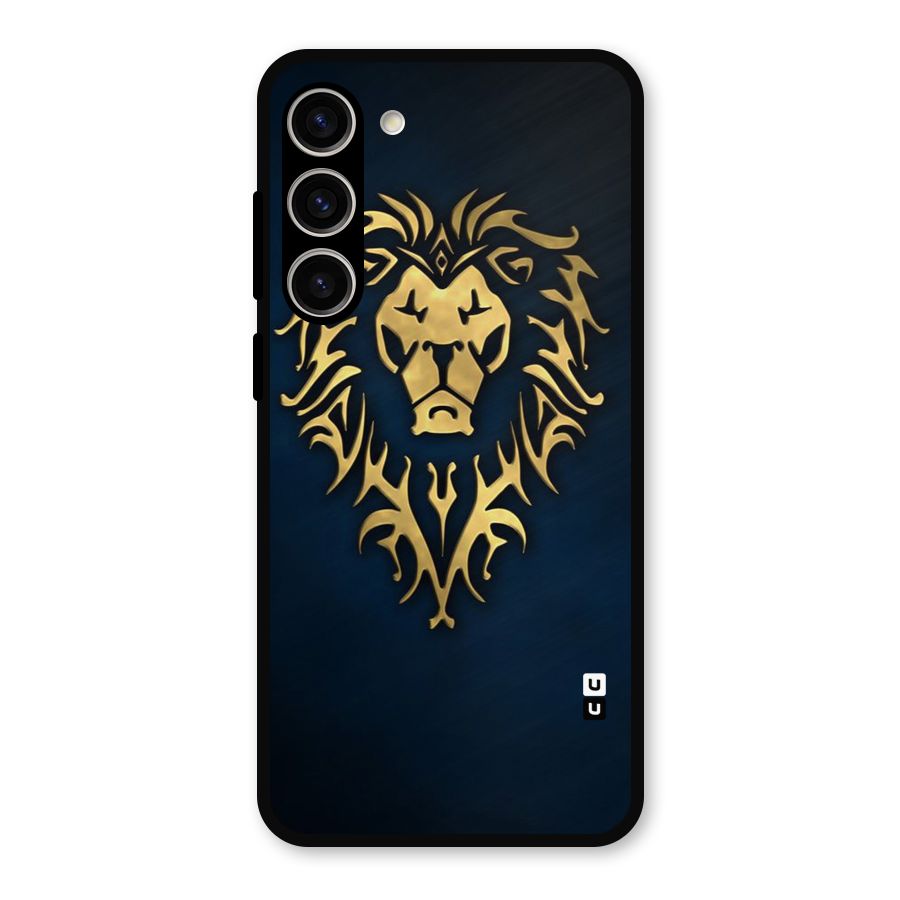 Beautiful Golden Lion Design Metal Back Case for Galaxy S23 Plus