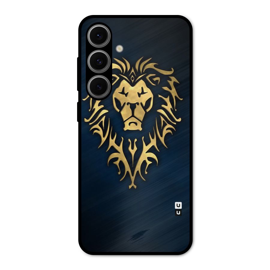 Beautiful Golden Lion Design Metal Back Case for Galaxy S24 FE
