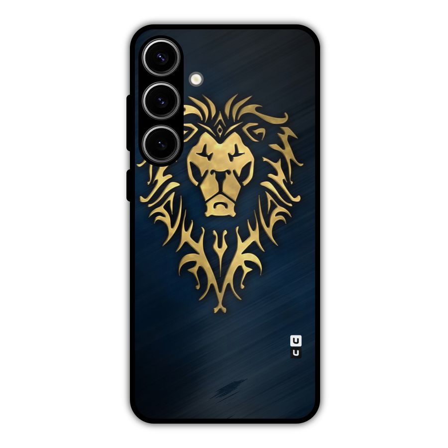 Beautiful Golden Lion Design Metal Back Case for Galaxy S24 Plus