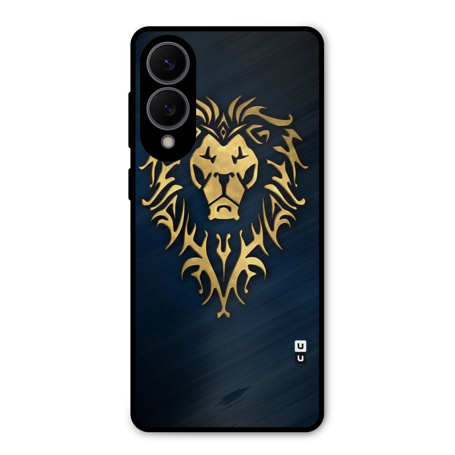 Beautiful Golden Lion Design Metal Back Case for Galaxy S25 Edge
