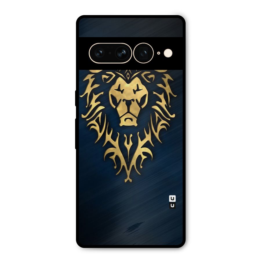Beautiful Golden Lion Design Metal Back Case for Google Pixel 7 Pro