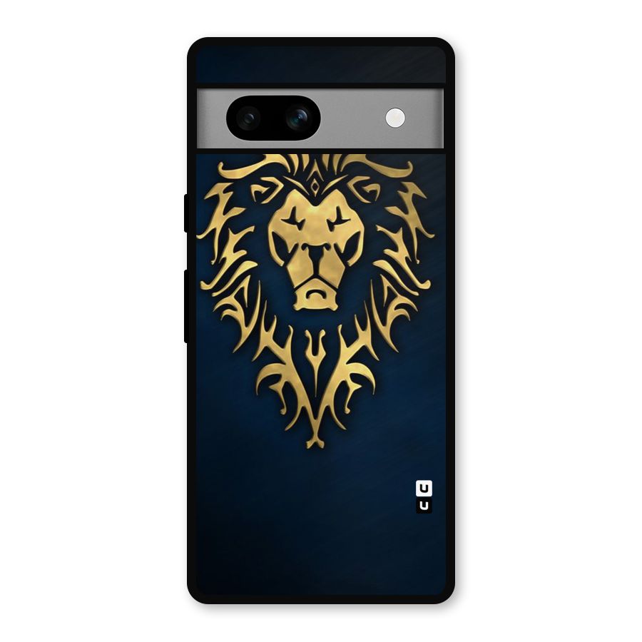 Beautiful Golden Lion Design Metal Back Case for Google Pixel 7a