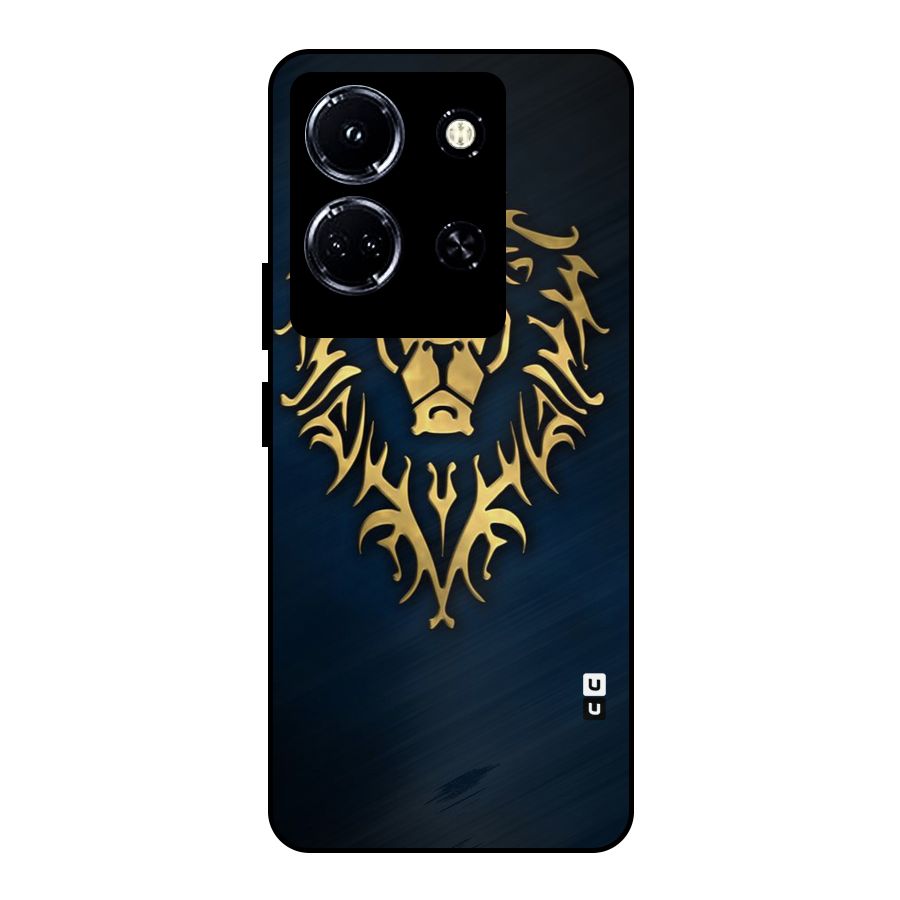 Beautiful Golden Lion Design Metal Back Case for Infinix Note 30 5G