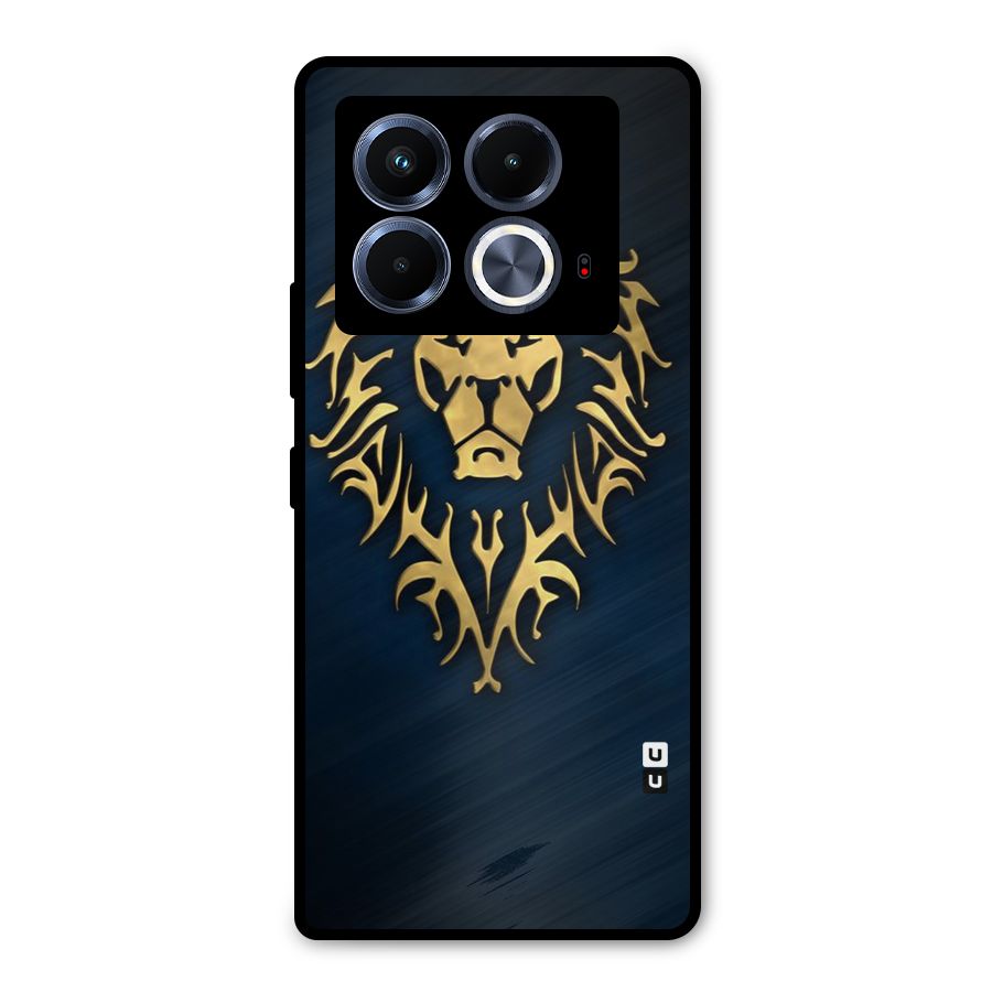 Beautiful Golden Lion Design Metal Back Case for Infinix Note 40 5G
