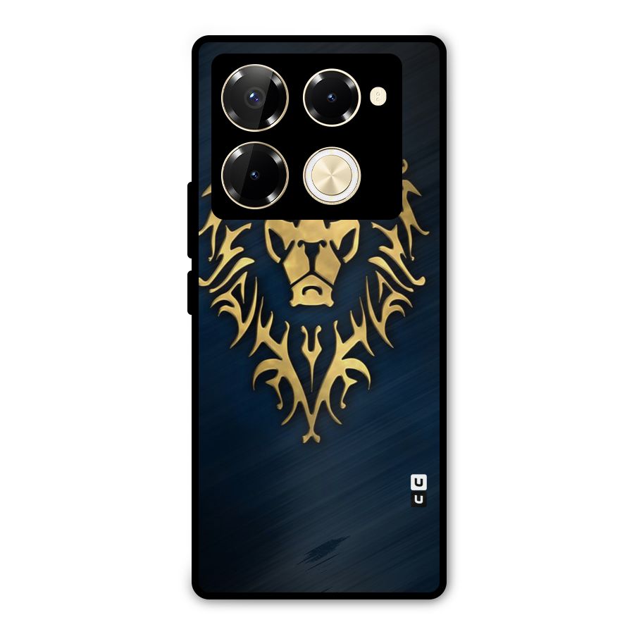 Beautiful Golden Lion Design Metal Back Case for Infinix Note 40 Pro Plus