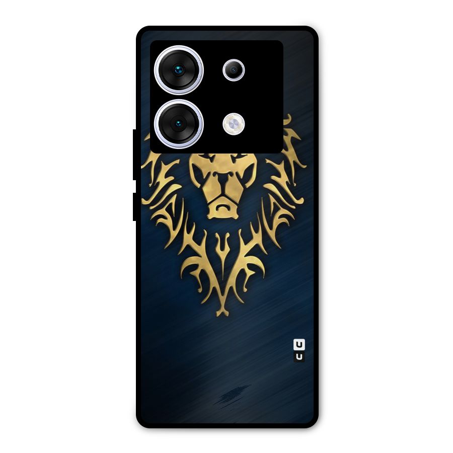 Beautiful Golden Lion Design Metal Back Case for Infinix Zero 30 5G