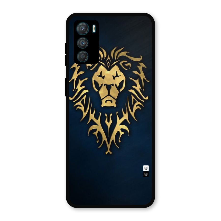 Beautiful Golden Lion Design Metal Back Case for Moto G42