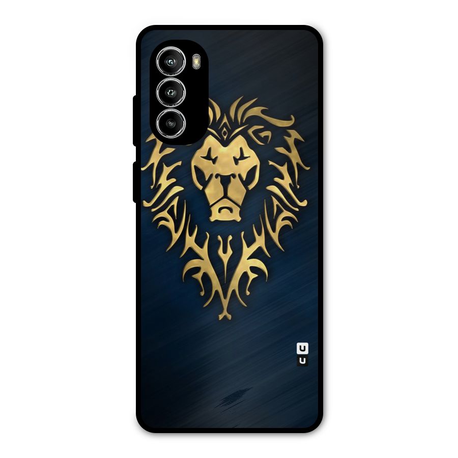 Beautiful Golden Lion Design Metal Back Case for Moto G52