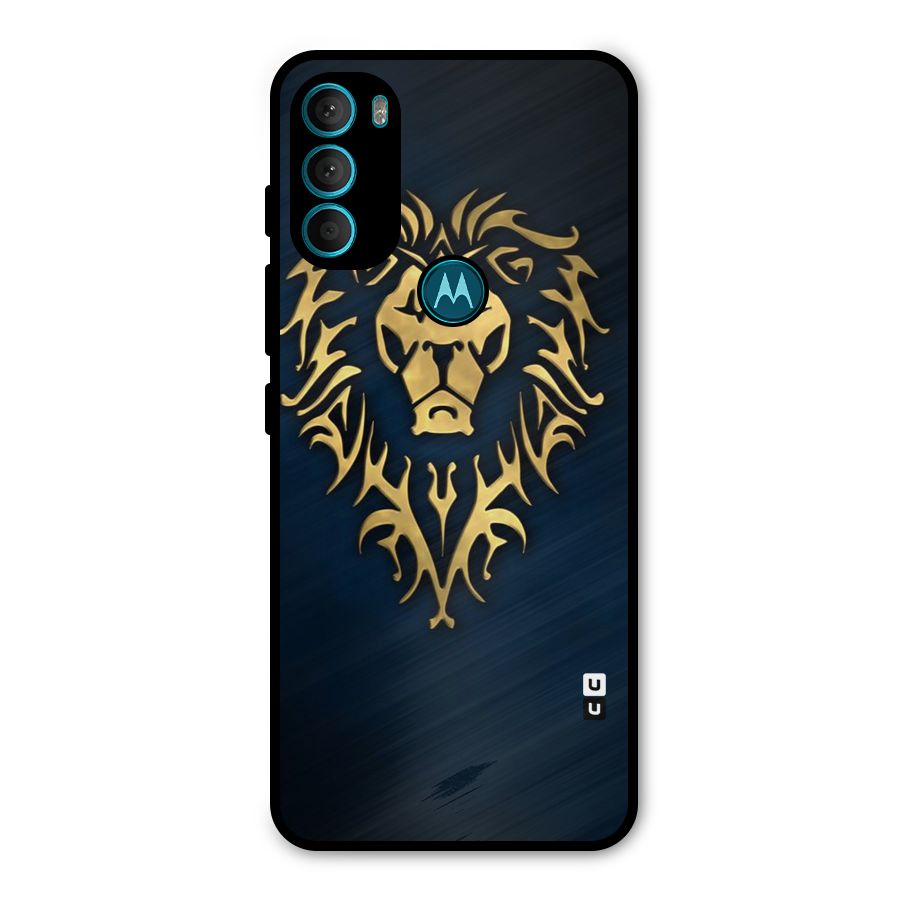 Beautiful Golden Lion Design Metal Back Case for Moto G71 5G