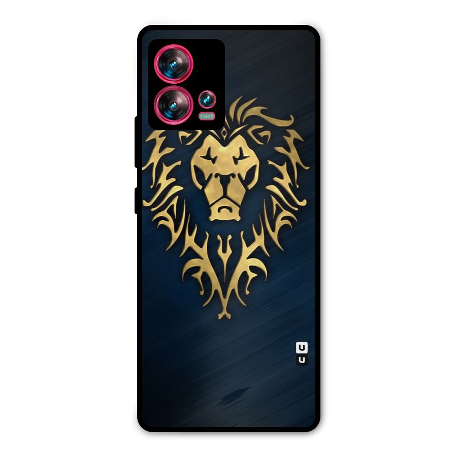 Beautiful Golden Lion Design Metal Back Case for Motorola Edge 30 Fusion