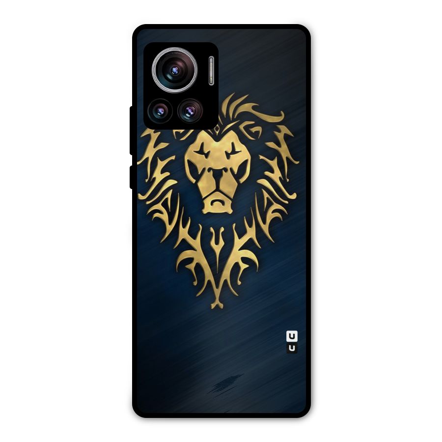 Beautiful Golden Lion Design Metal Back Case for Motorola Edge 30 Ultra