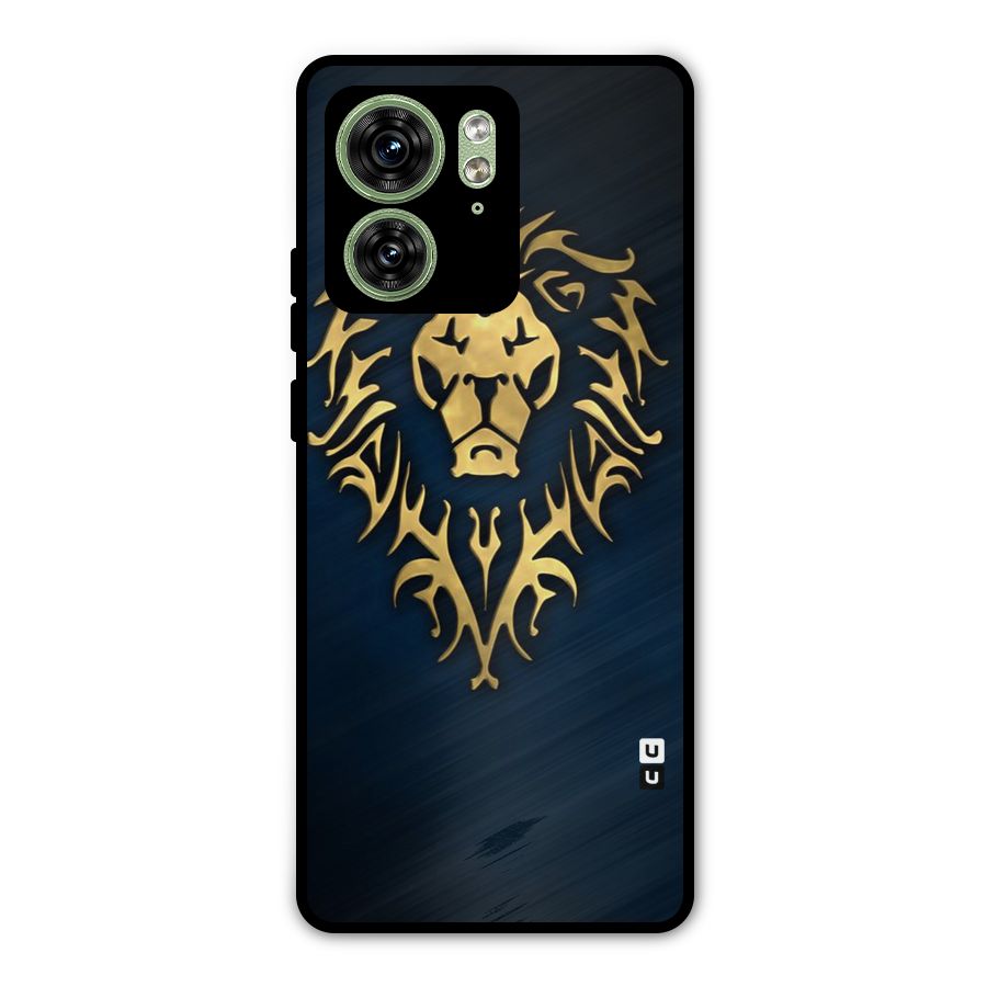 Beautiful Golden Lion Design Metal Back Case for Motorola Edge 40 5G