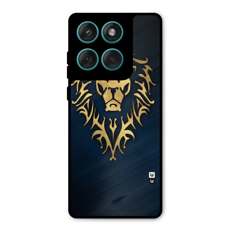 Beautiful Golden Lion Design Metal Back Case for Motorola Edge 60