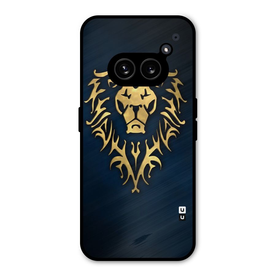 Beautiful Golden Lion Design Metal Back Case for Nothing Phone 2a Plus