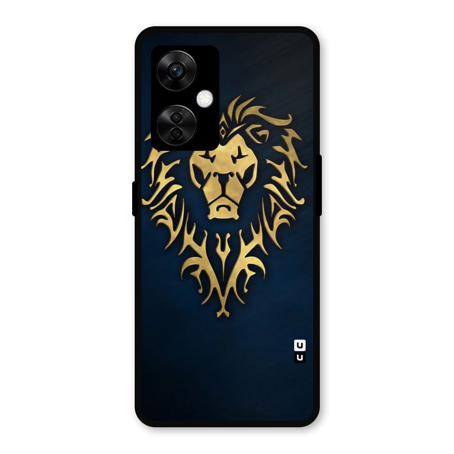 Beautiful Golden Lion Design Metal Back Case for OnePlus Nord CE 3 Lite