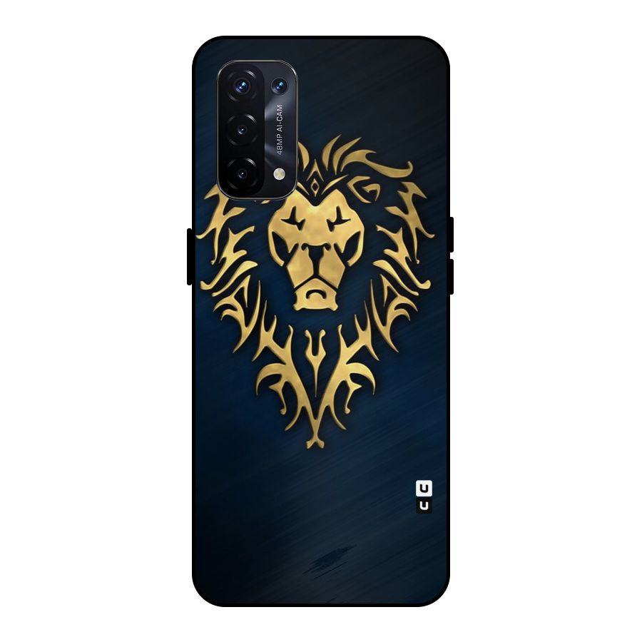 Beautiful Golden Lion Design Metal Back Case for Oppo A74 5G