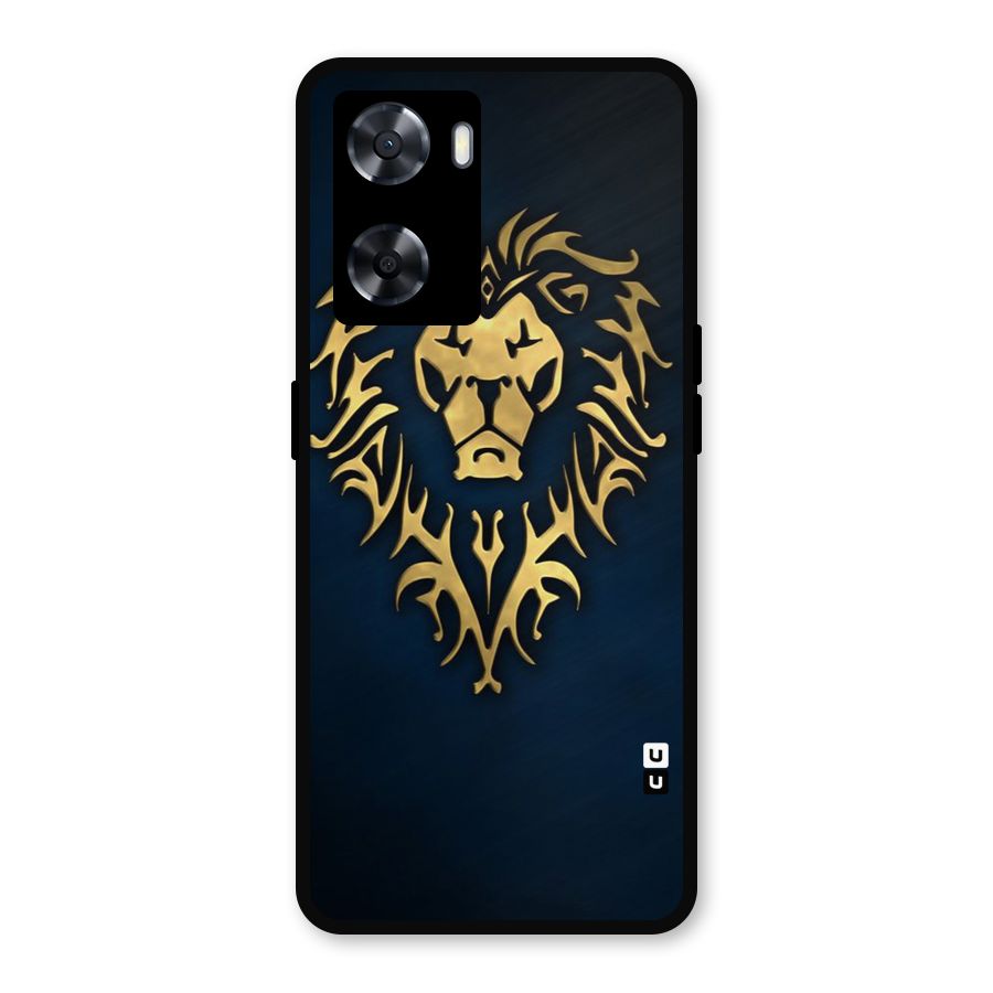 Beautiful Golden Lion Design Metal Back Case for Oppo A77s