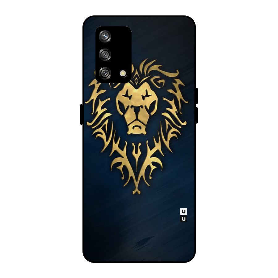 Beautiful Golden Lion Design Metal Back Case for Oppo F19