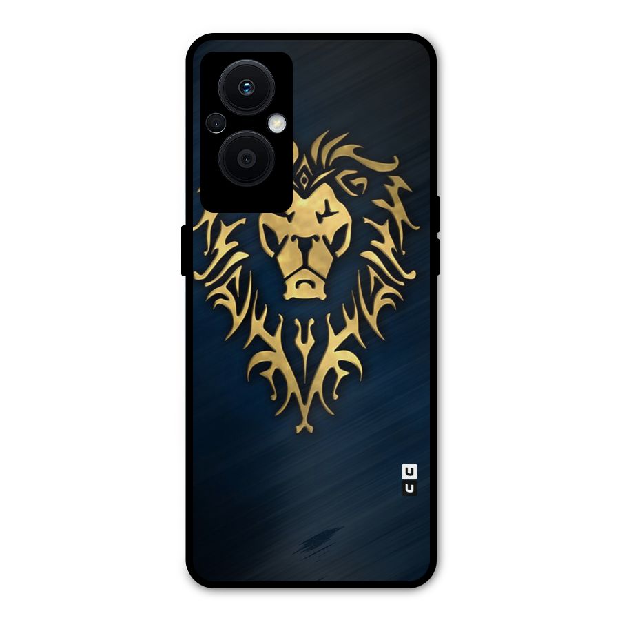 Beautiful Golden Lion Design Metal Back Case for Oppo F21 Pro 5G